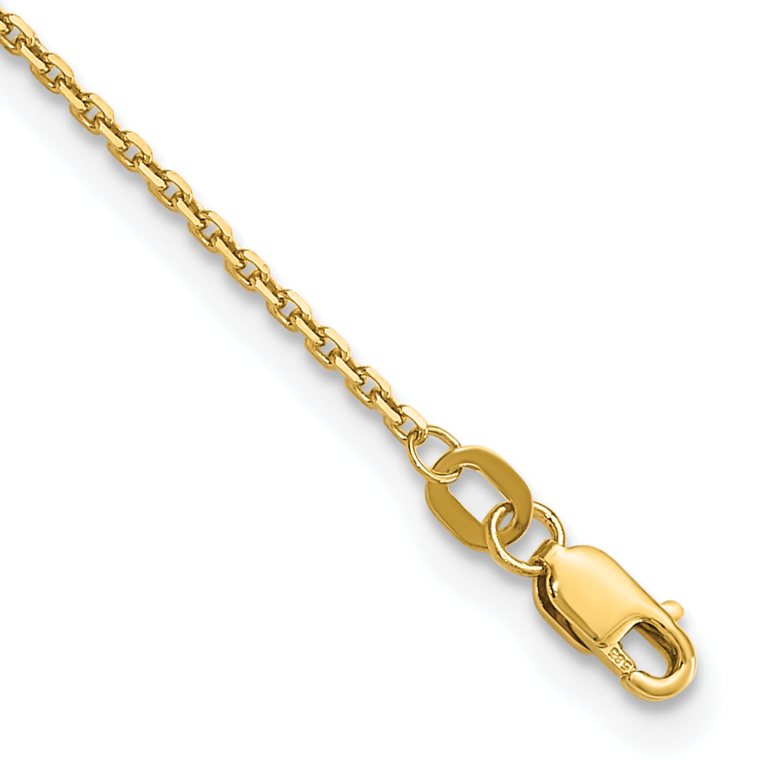 14K 10 inch 1.4mm Diamond-cut Round Open Link Cable with Lobster Clasp Anklet Main image