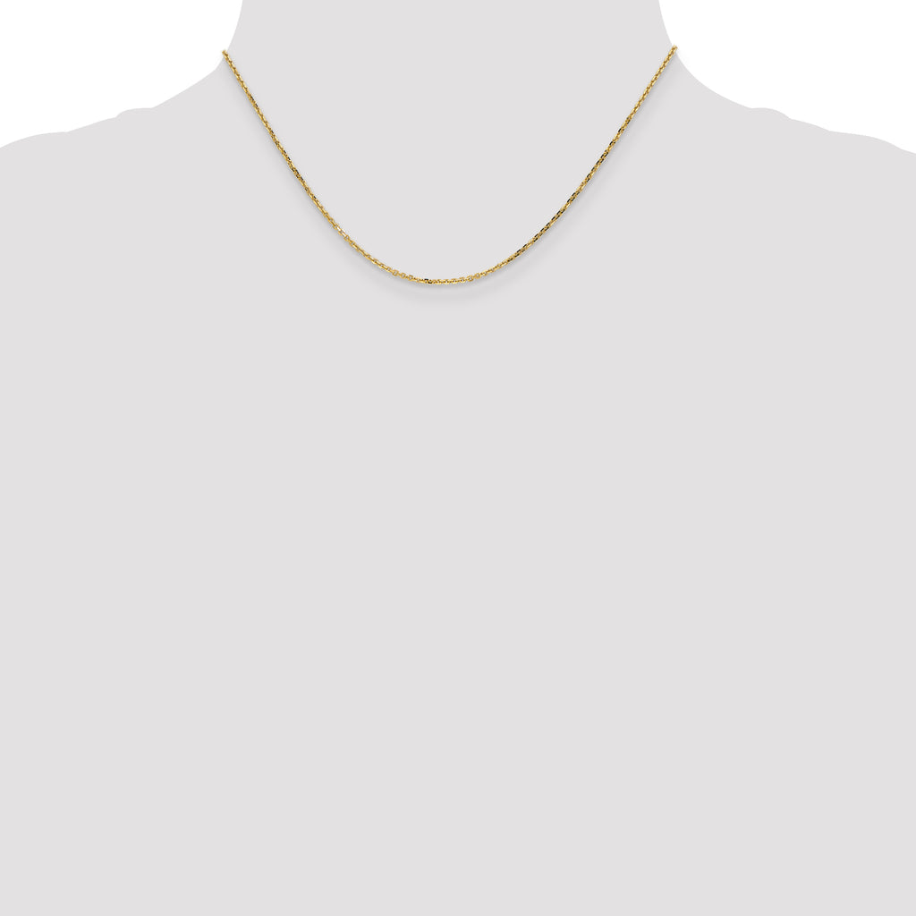 14K 1.4mm Diamond-Cut Round Open Link Cable with Lobster Clasp Chain