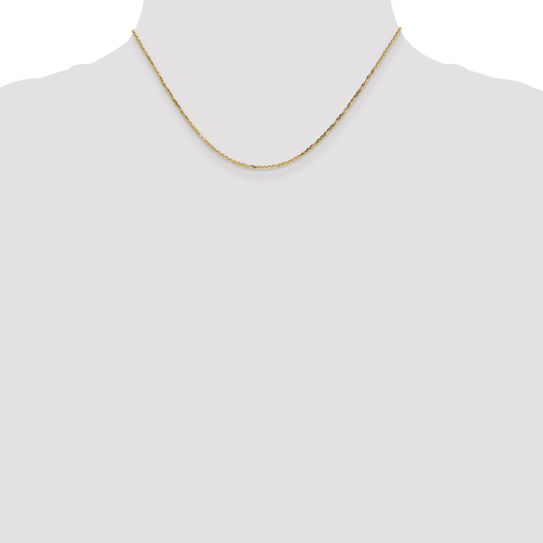 14K 1.4mm Diamond-Cut Round Open Link Cable with Lobster Clasp Chain