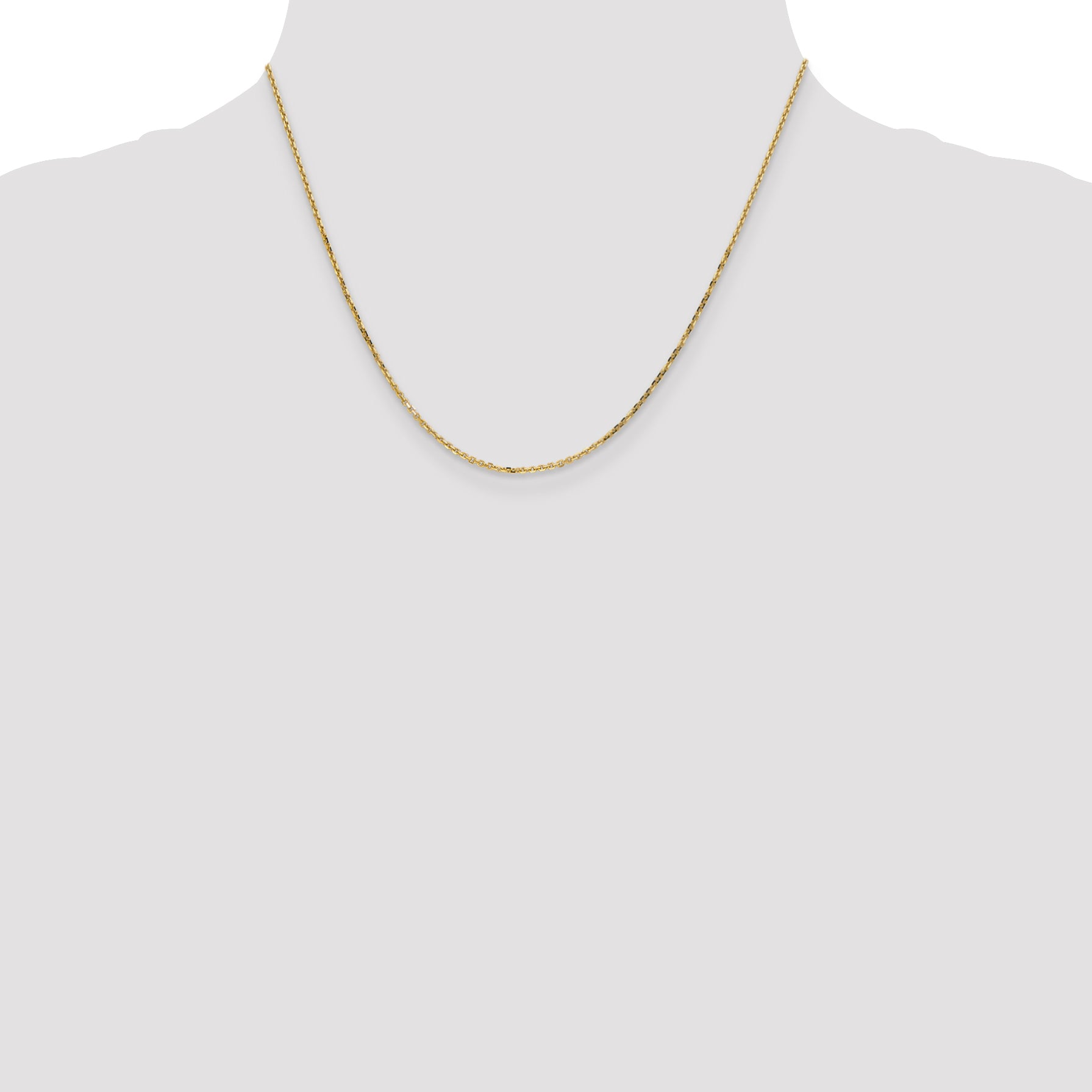 14K Yellow Gold Solid Diamond-Cut Cable Chain Necklace 1.4mm