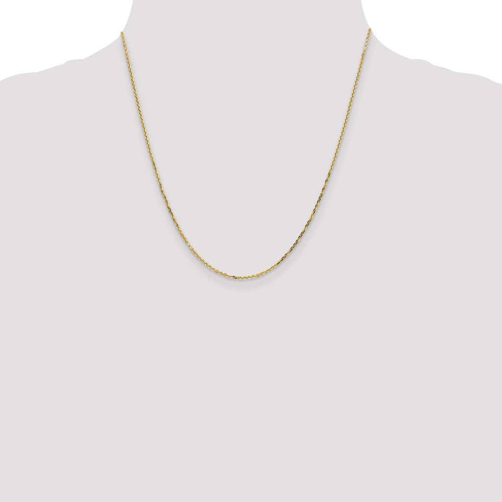 14K 1.4mm Diamond-Cut Round Open Link Cable with Lobster Clasp Chain