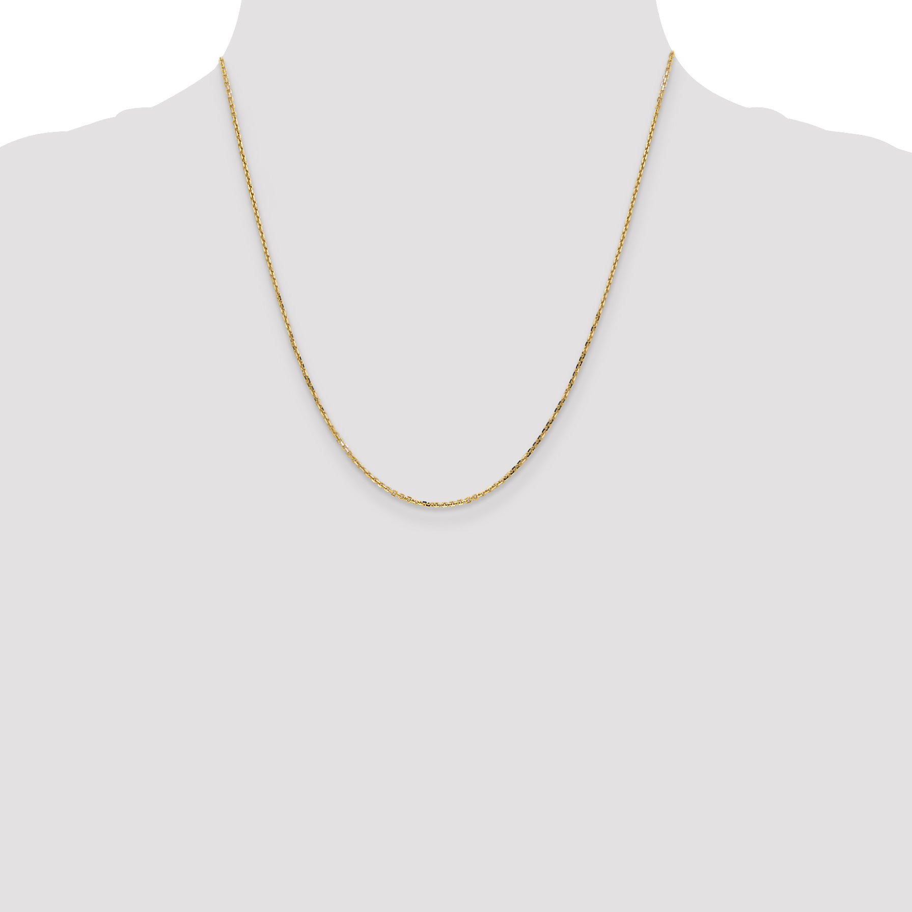 14K 20 inch 1.4mm Diamond-cut Round Open Link Cable with Lobster Clasp Chain