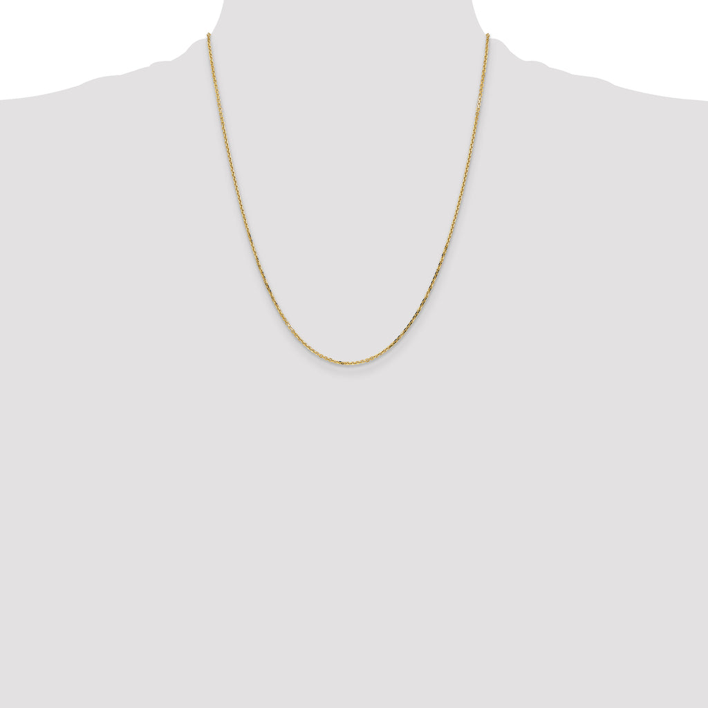 14K 1.4mm Diamond-Cut Round Open Link Cable with Lobster Clasp Chain
