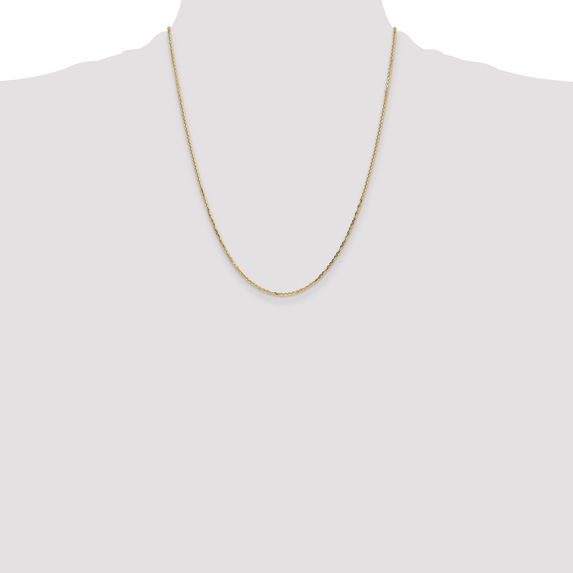 14K 22 inch 1.4mm Diamond-cut Round Open Link Cable with Lobster Clasp Chain