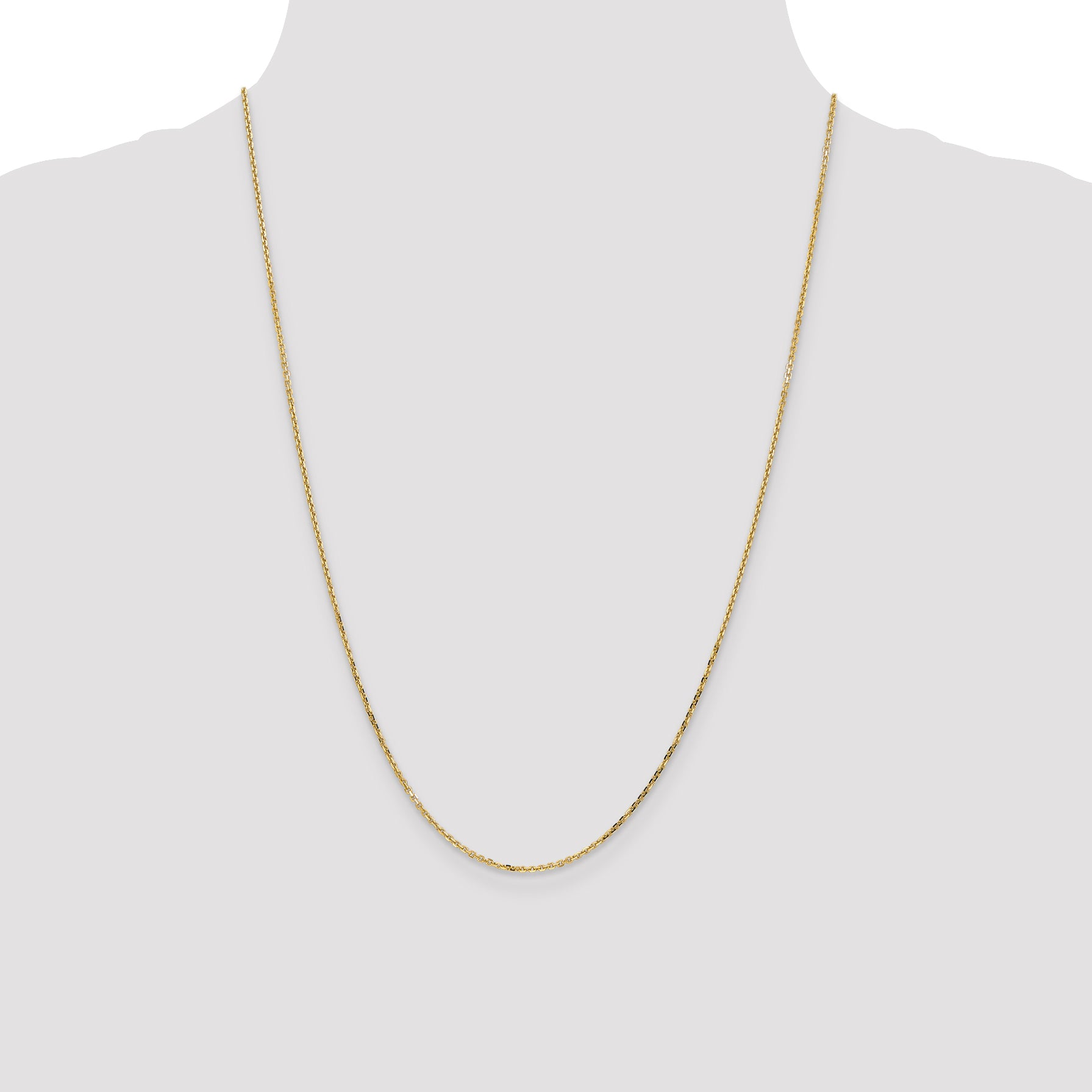 14K 24 inch 1.4mm Diamond-cut Round Open Link Cable with Lobster Clasp Chain