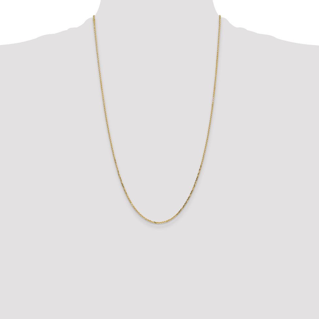 14K 1.4mm Diamond-Cut Round Open Link Cable with Lobster Clasp Chain