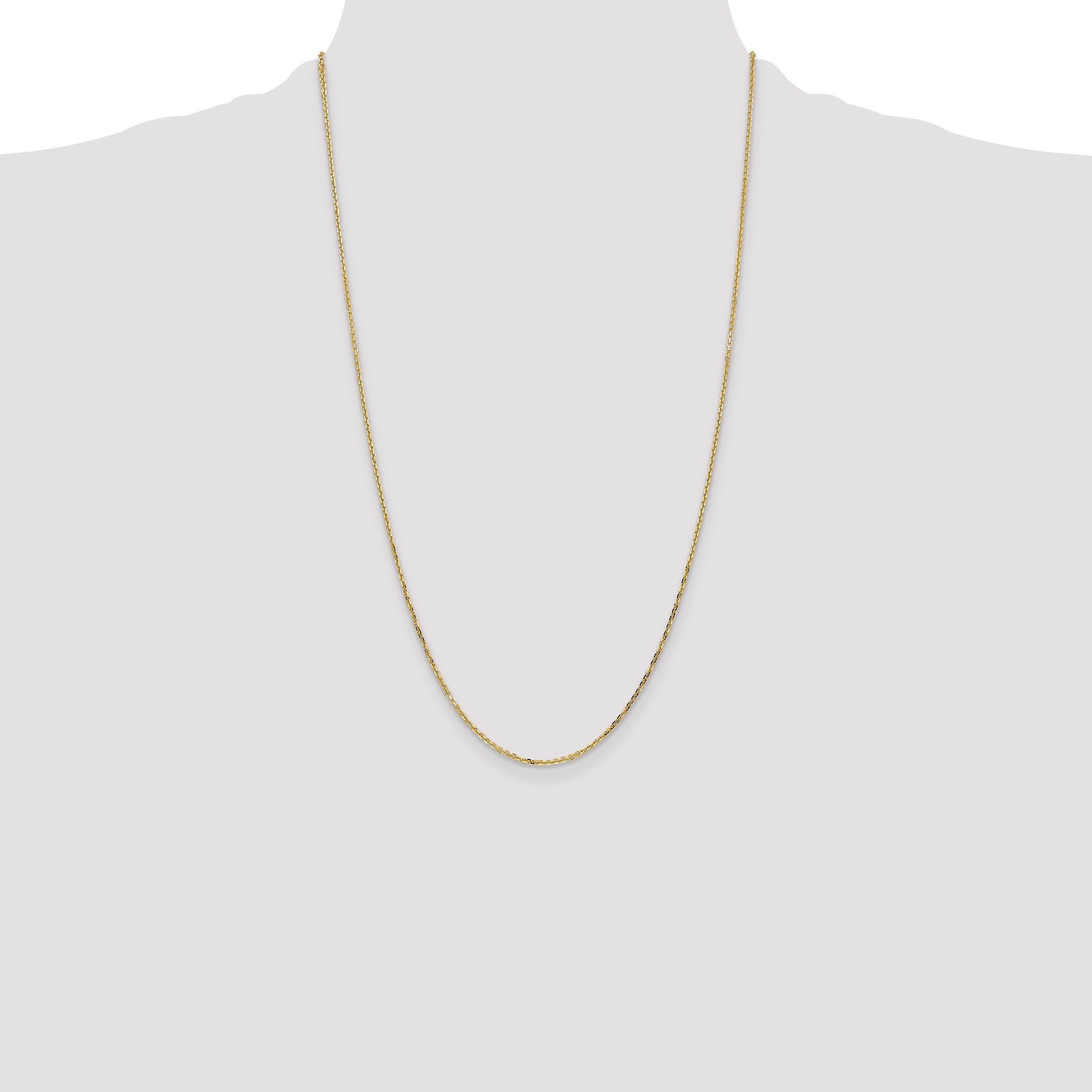 14K 26 inch 1.4mm Diamond-cut Round Open Link Cable with Lobster Clasp Chain