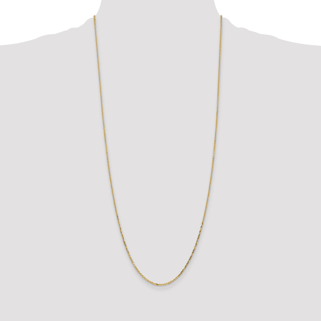 14K 1.4mm Diamond-Cut Round Open Link Cable with Lobster Clasp Chain
