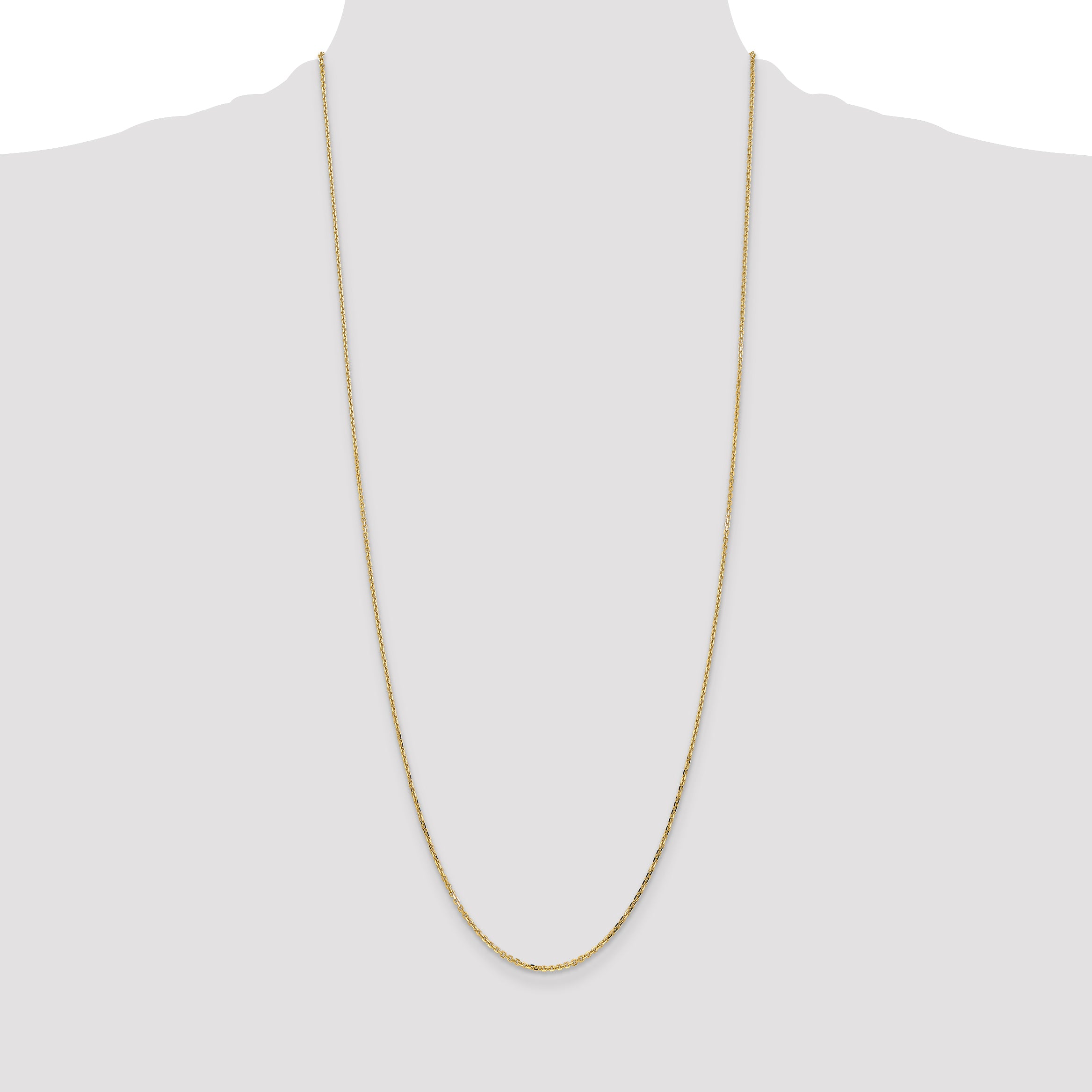 14K 30 inch 1.4mm Diamond-cut Round Open Link Cable with Lobster Clasp Chain
