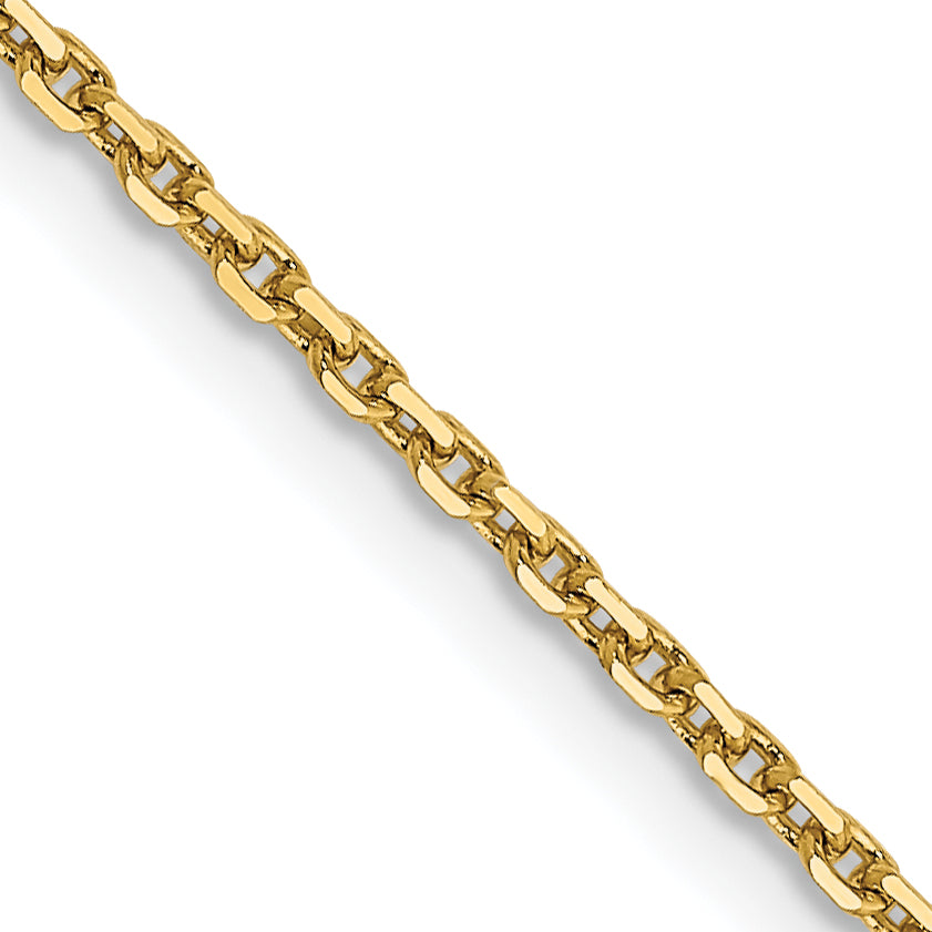 14K 1.4mm Diamond-Cut Round Open Link Cable with Lobster Clasp Chain