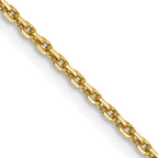 14K 1.4mm Diamond-Cut Round Open Link Cable with Lobster Clasp Chain
