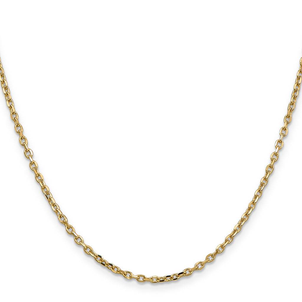 14K 2.2mm Diamond-Cut Round Open Link Cable with Lobster Clasp Chain
