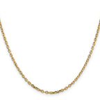 14K 2.2mm Diamond-Cut Round Open Link Cable with Lobster Clasp Chain