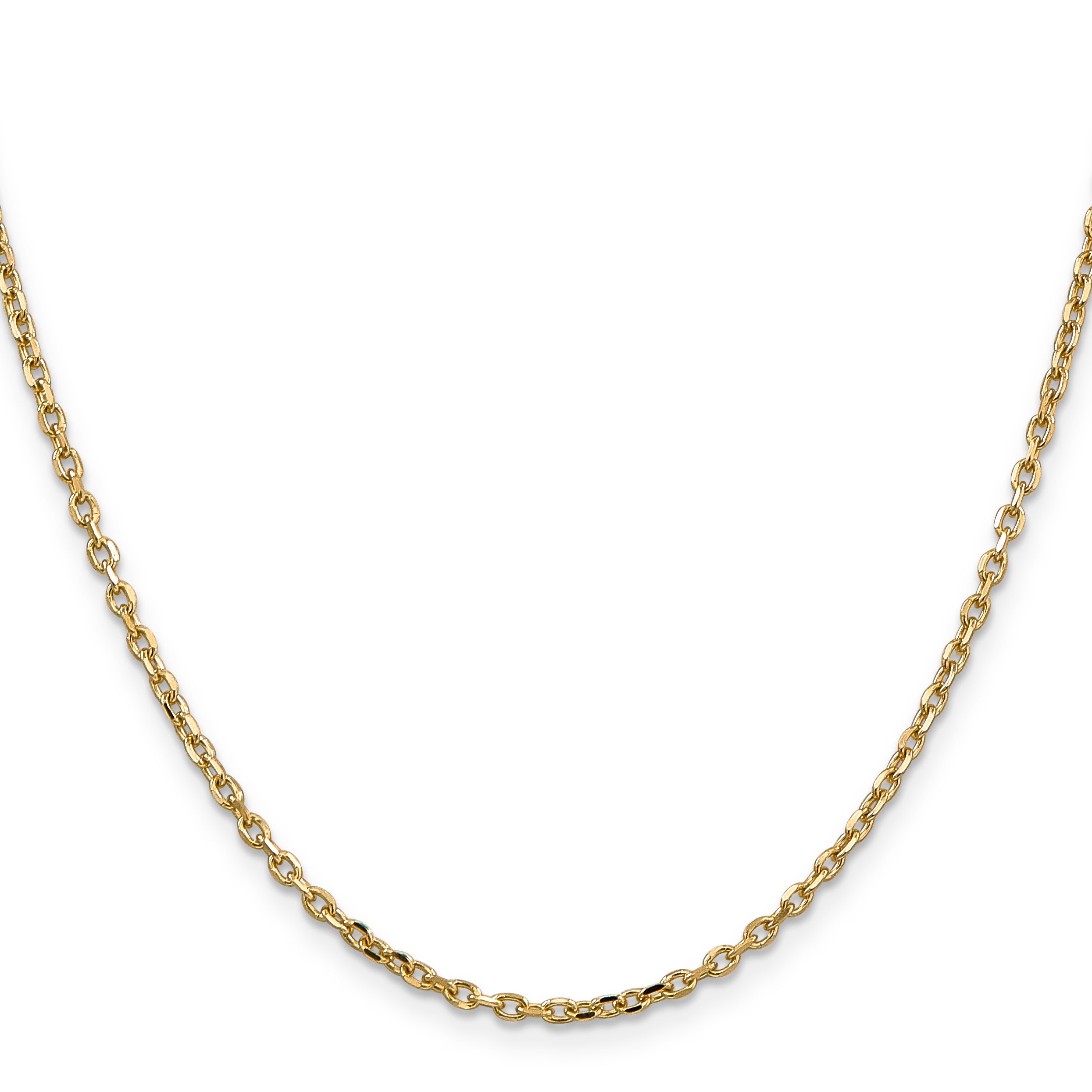 14K Yellow Gold Solid Diamond-Cut Cable Chain Necklace 2.2mm