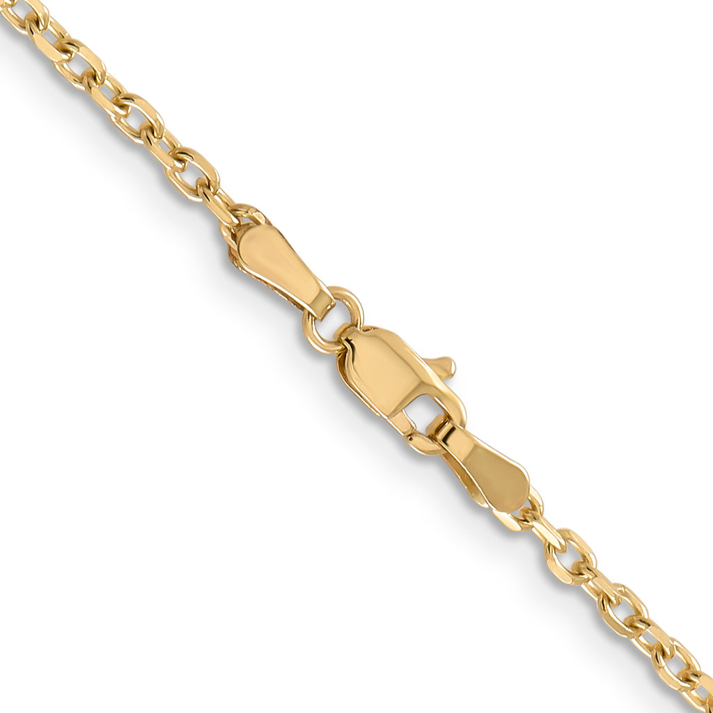 14K Yellow Gold Solid Diamond-Cut Cable Chain Necklace 2.2mm