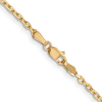 14K Yellow Gold Solid Diamond-Cut Cable Chain Necklace 2.2mm