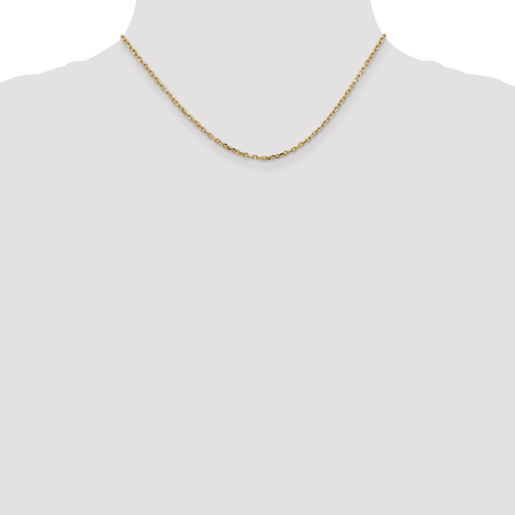 14K 2.2mm Diamond-Cut Round Open Link Cable with Lobster Clasp Chain