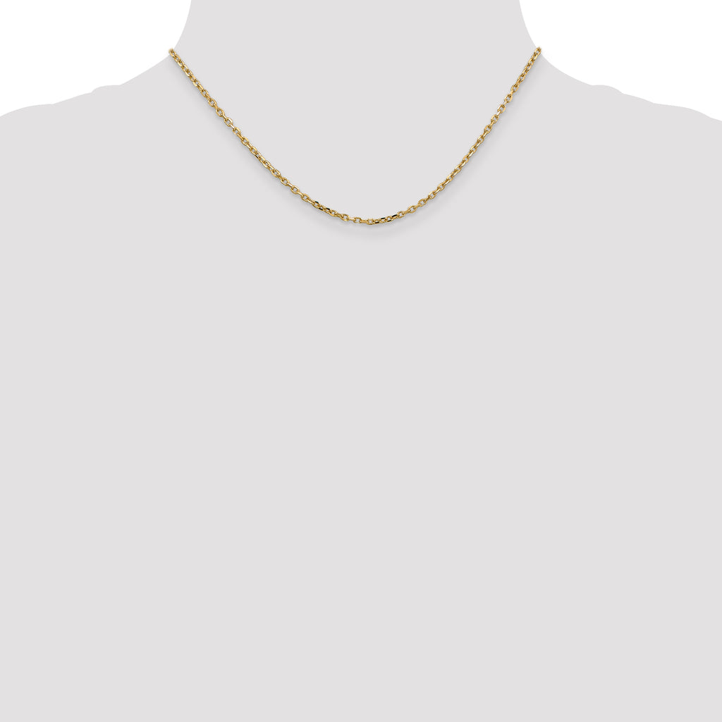 14K 2.2mm Diamond-Cut Round Open Link Cable with Lobster Clasp Chain