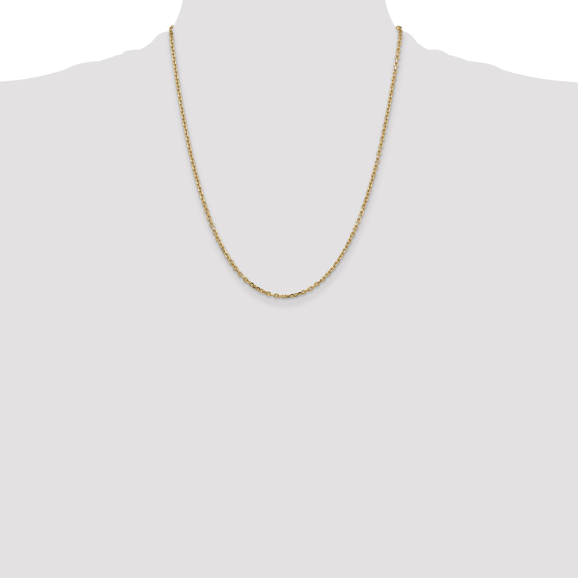 14K 2.2mm Diamond-Cut Round Open Link Cable with Lobster Clasp Chain