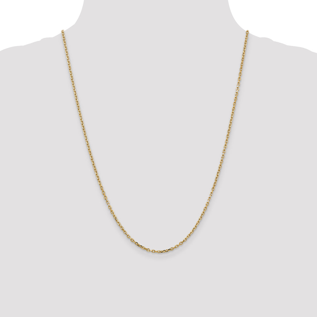 14K 2.2mm Diamond-Cut Round Open Link Cable with Lobster Clasp Chain