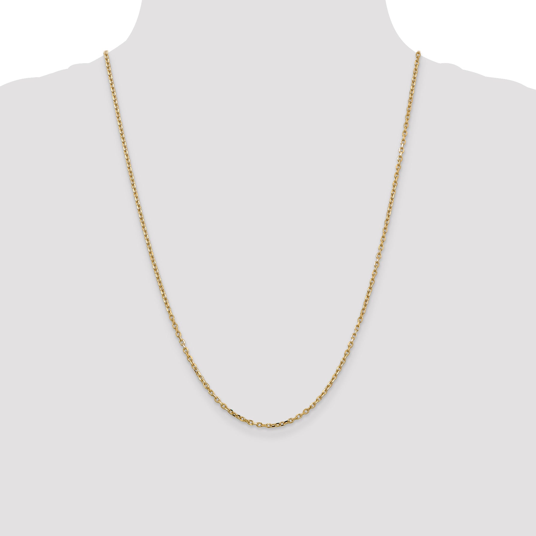 14K 2.2mm Diamond-Cut Round Open Link Cable with Lobster Clasp Chain