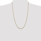 14K 2.2mm Diamond-Cut Round Open Link Cable with Lobster Clasp Chain