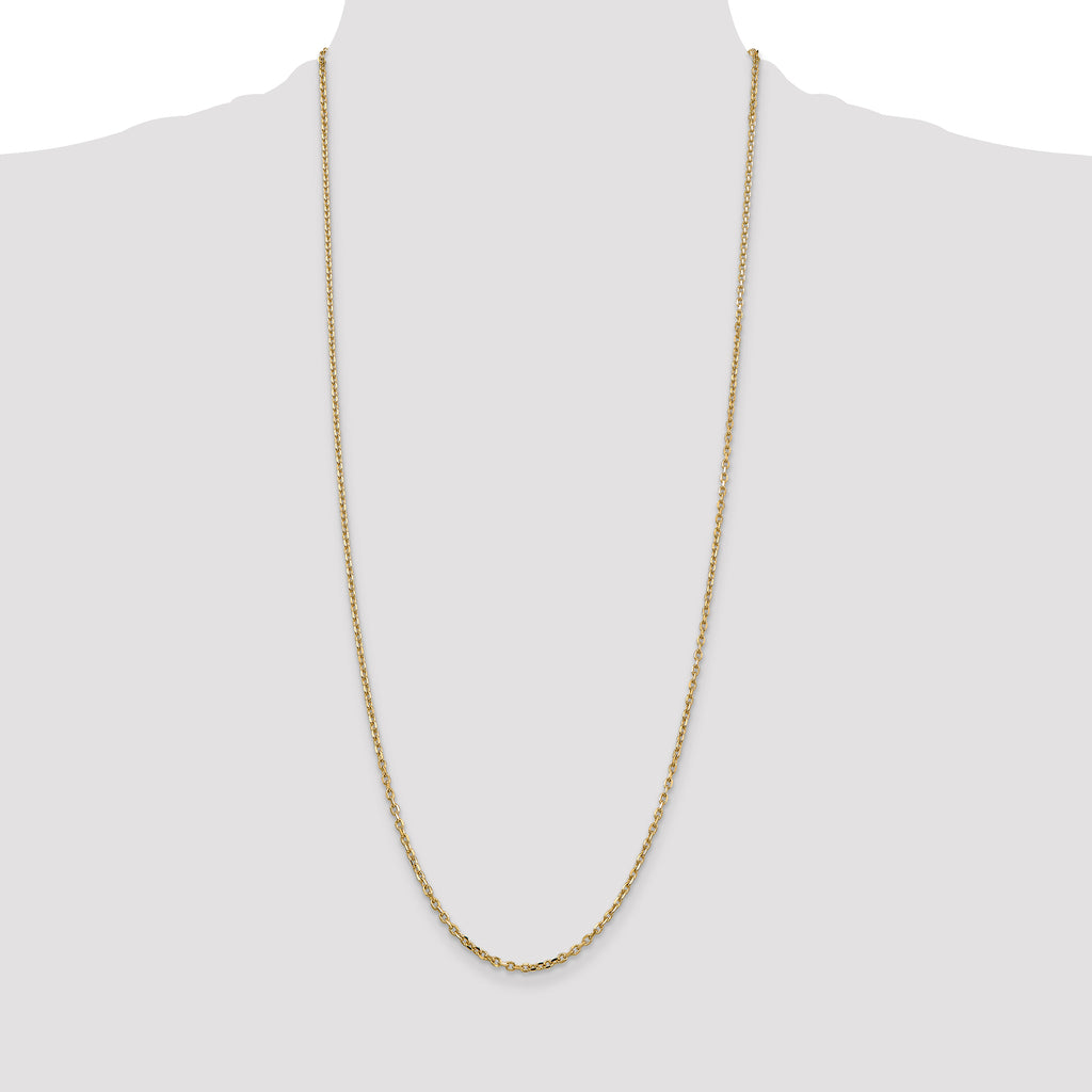 14K 2.2mm Diamond-Cut Round Open Link Cable with Lobster Clasp Chain