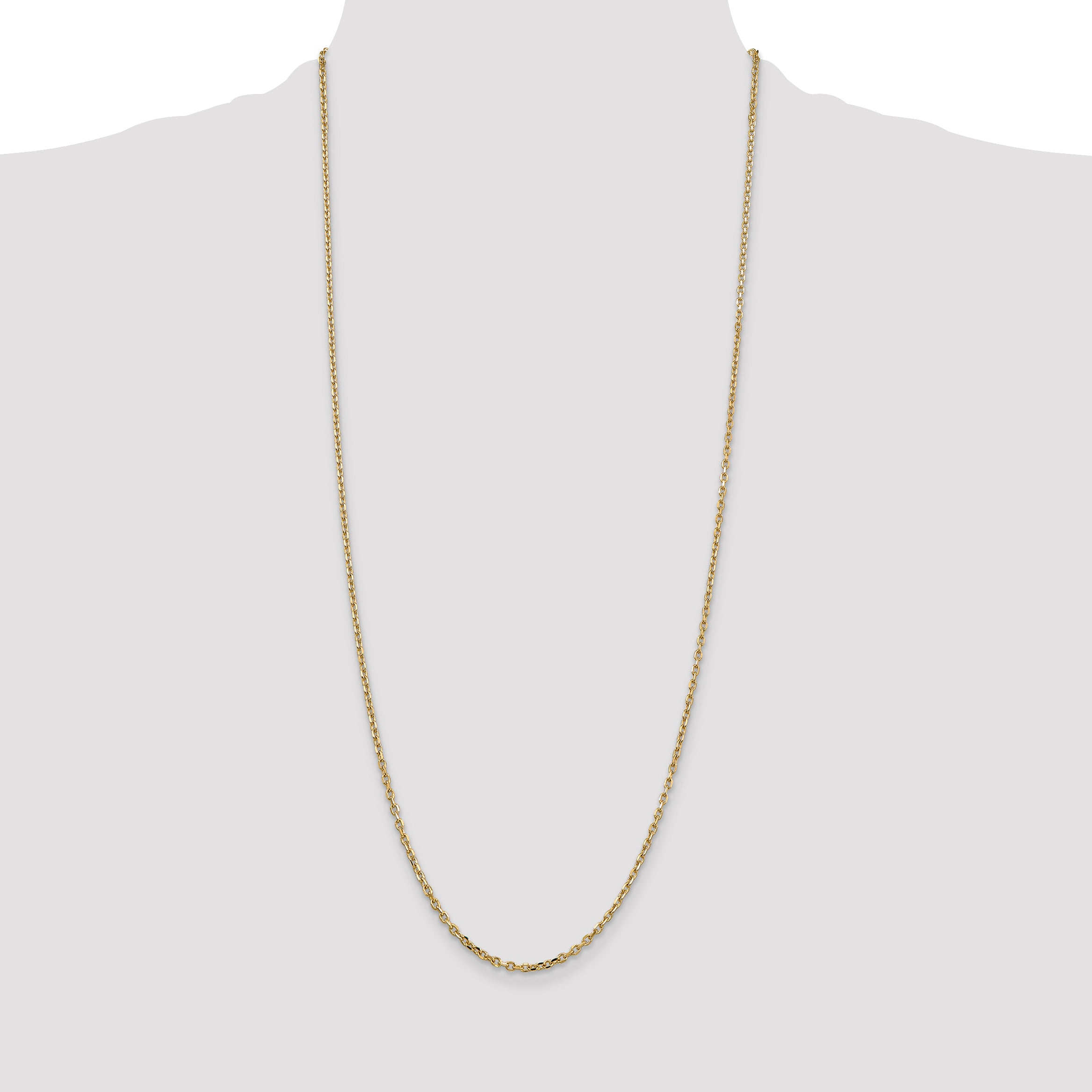 14K 2.2mm Diamond-Cut Round Open Link Cable with Lobster Clasp Chain
