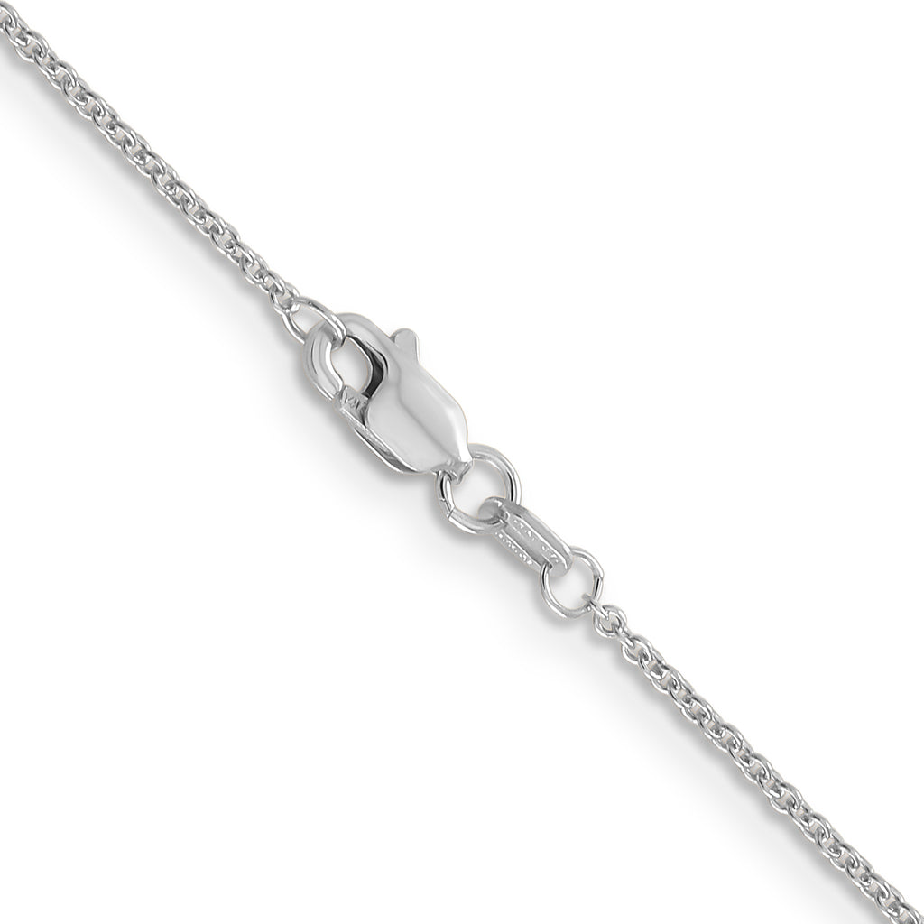 14K White Gold Solid Cable Chain Necklace 1.2mm