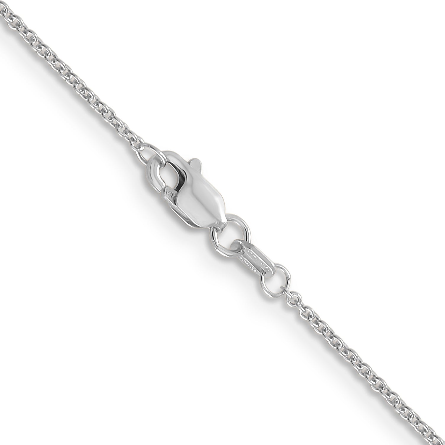 14K White Gold Solid Cable Chain Necklace 1.2mm