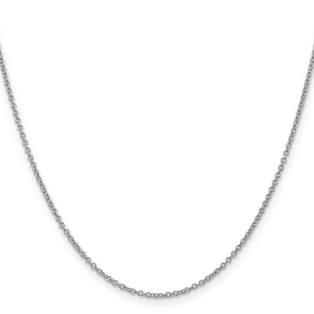 14K White Gold 1.4mm Round Open Wide Link Cable with Lobster Clasp Chain