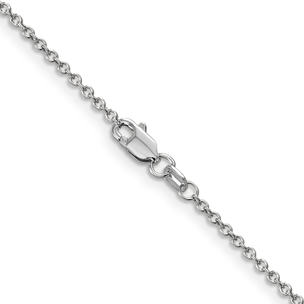 14K White Gold Solid Cable Chain Necklace 1.4mm