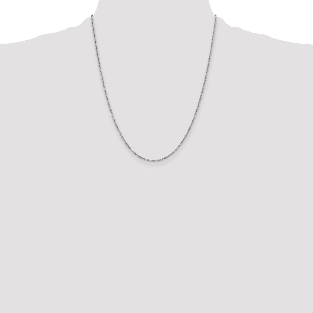 14K White Gold 1.4mm Round Open Wide Link Cable with Lobster Clasp Chain