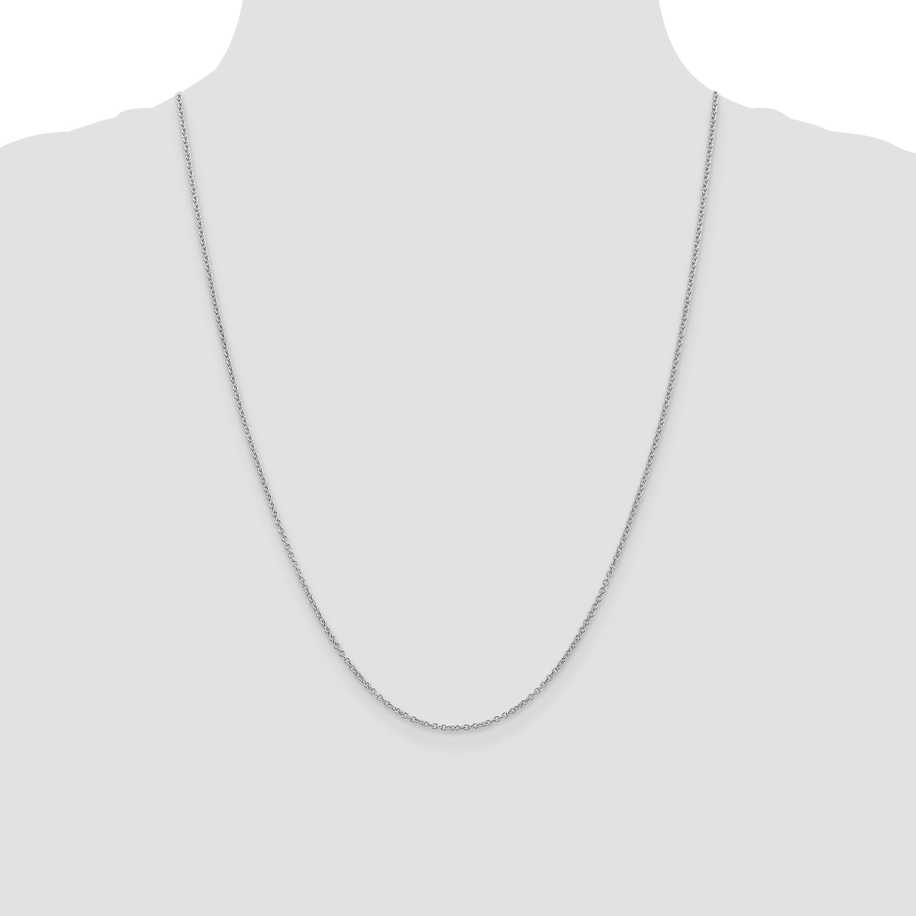 14K White Gold 1.4mm Round Open Wide Link Cable with Lobster Clasp Chain
