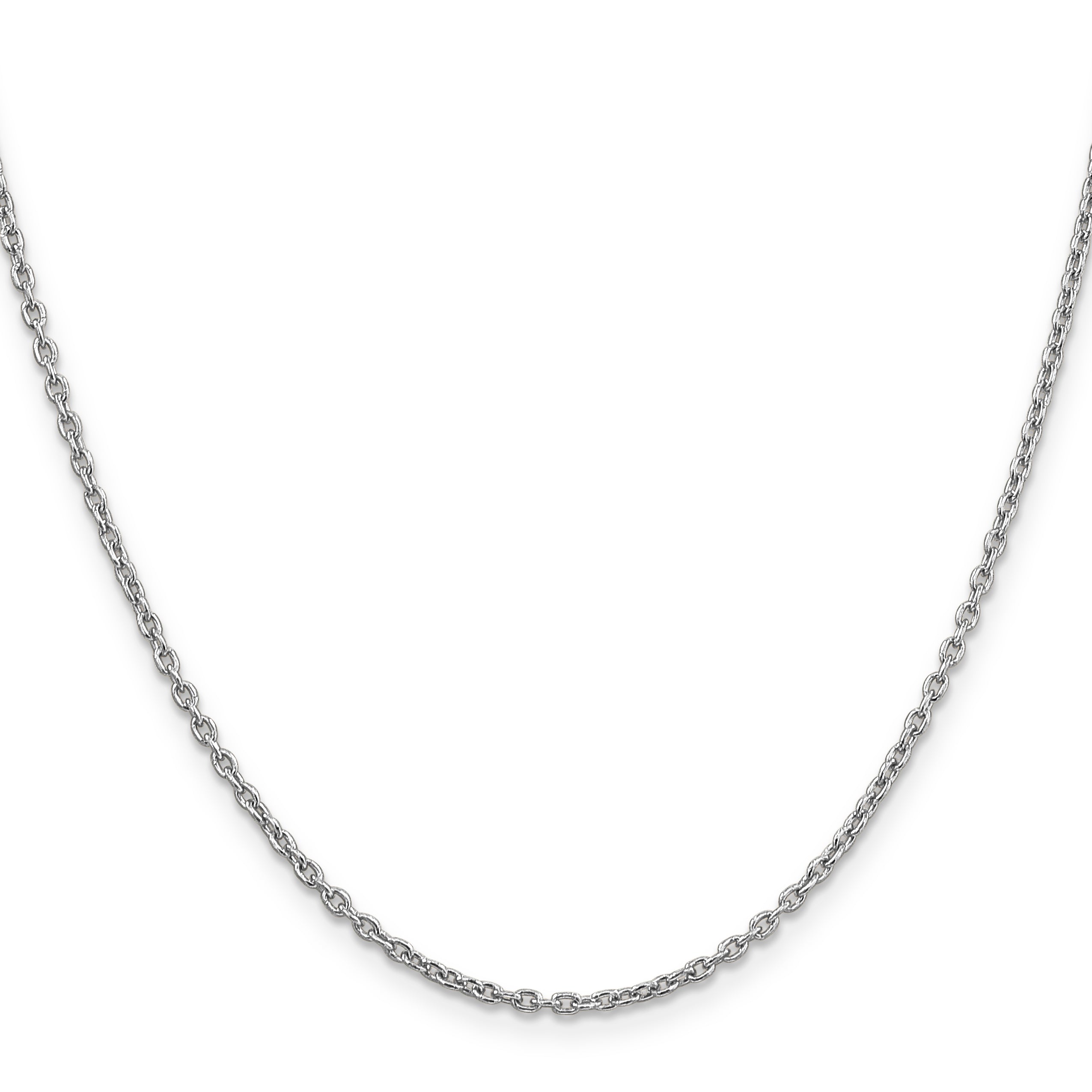 14K White Gold 2mm Round Open Link Cable with Lobster Clasp Chain Main image
