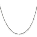 14K White Gold Solid Cable Chain Necklace 2mm
