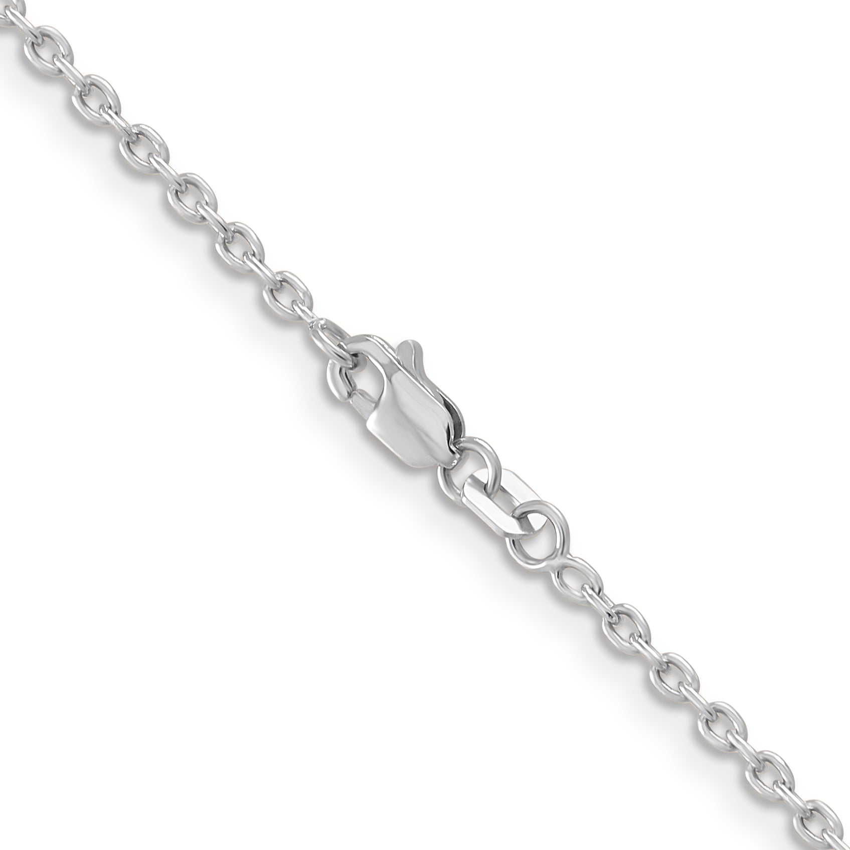 14K White Gold 2mm Round Open Link Cable with Lobster Clasp Chain Secondary image