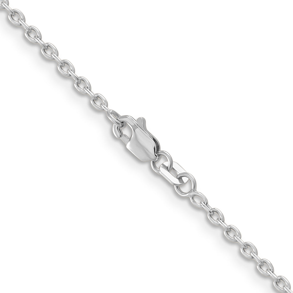 14K White Gold Solid Cable Chain Necklace 2mm