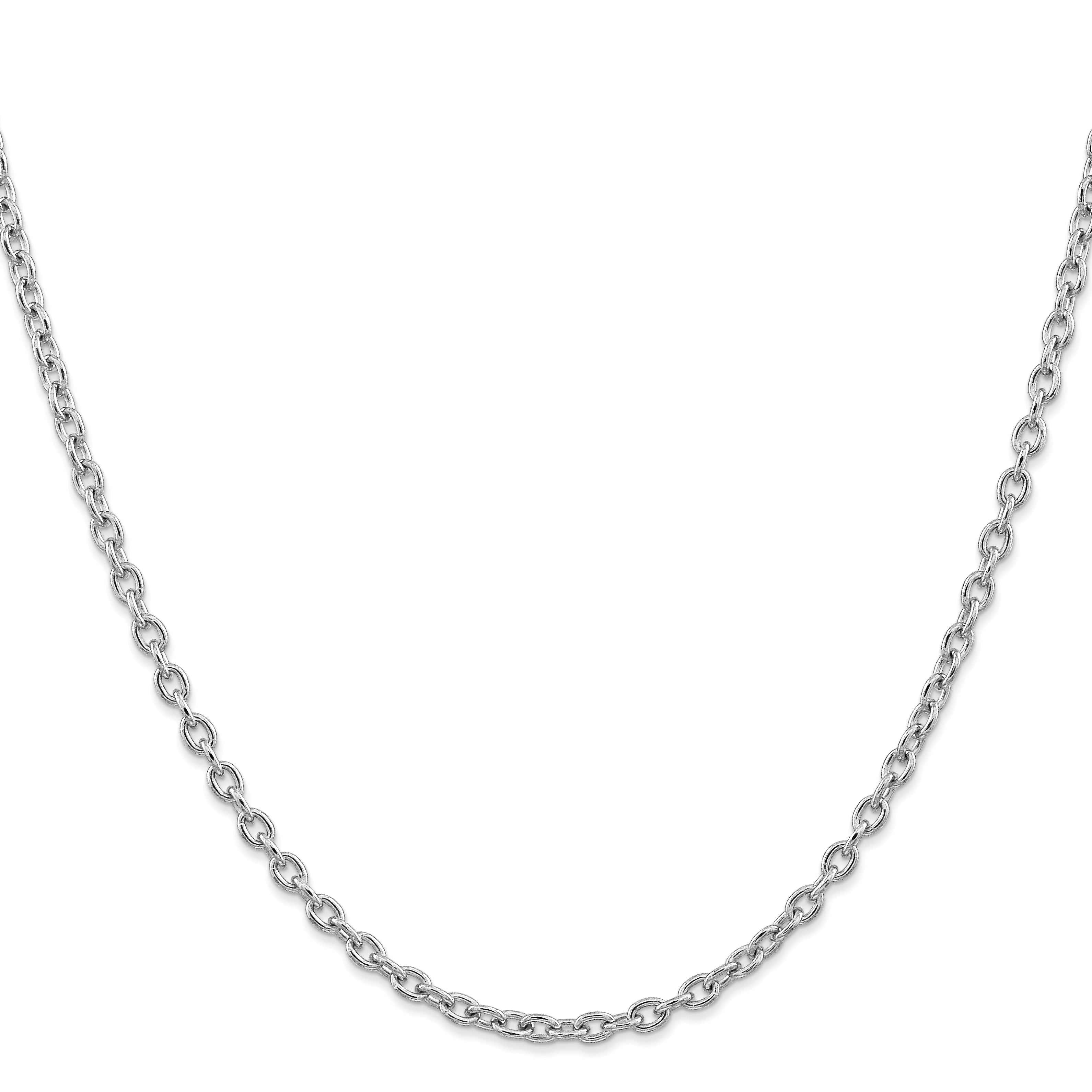 14K White Gold 3.2mm Round Open Link Cable with Lobster Clasp Chain Secondary image