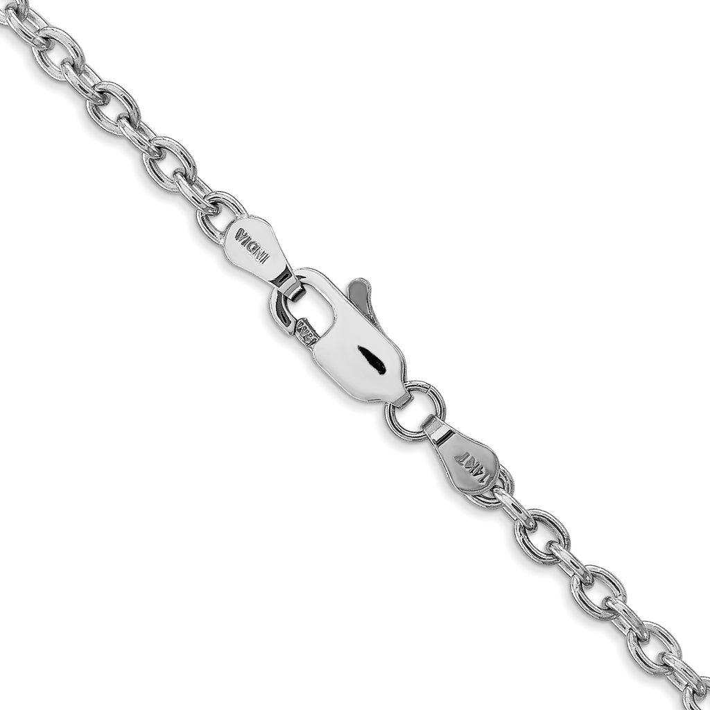 14K White Gold Solid Cable Chain Necklace 3.2mm