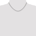 14K White Gold 3.2mm Round Open Link Cable with Lobster Clasp Chain