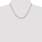14K White Gold 3.2mm Round Open Link Cable with Lobster Clasp Chain