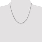 14K White Gold 3.2mm Round Open Link Cable with Lobster Clasp Chain
