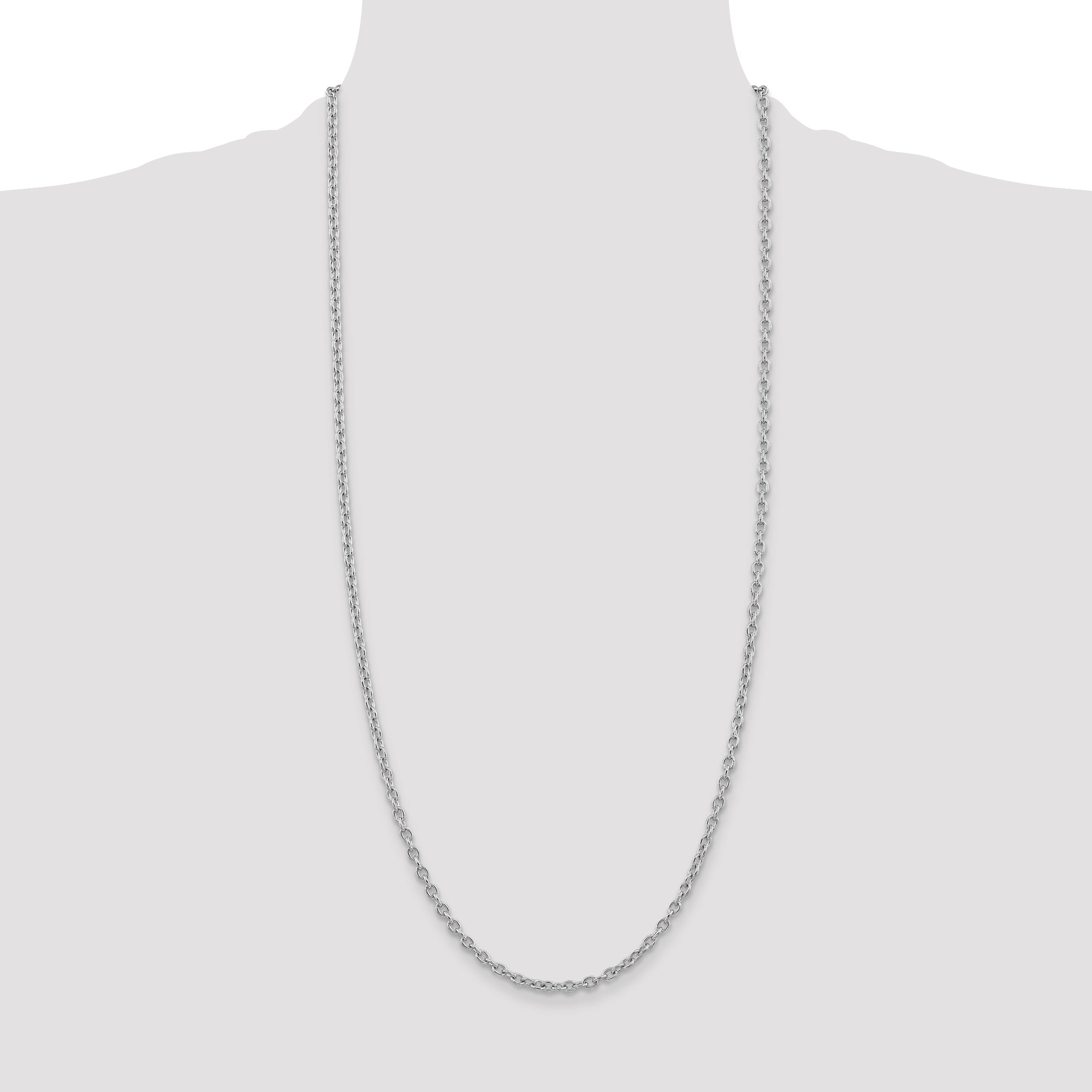 14K White Gold Solid Cable Chain Necklace 3.2mm
