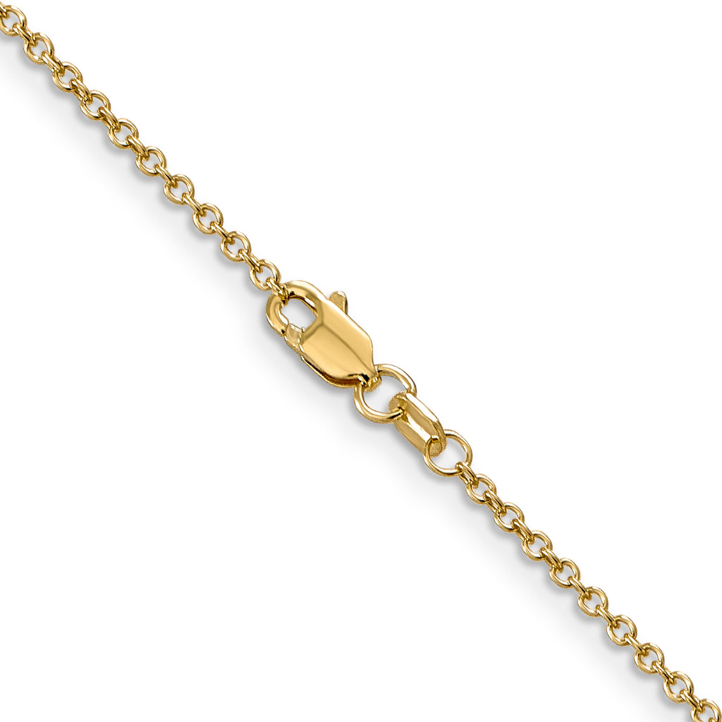 14K 30 inch 1.4mm Round Open Wide Link Cable with Lobster Clasp Chain