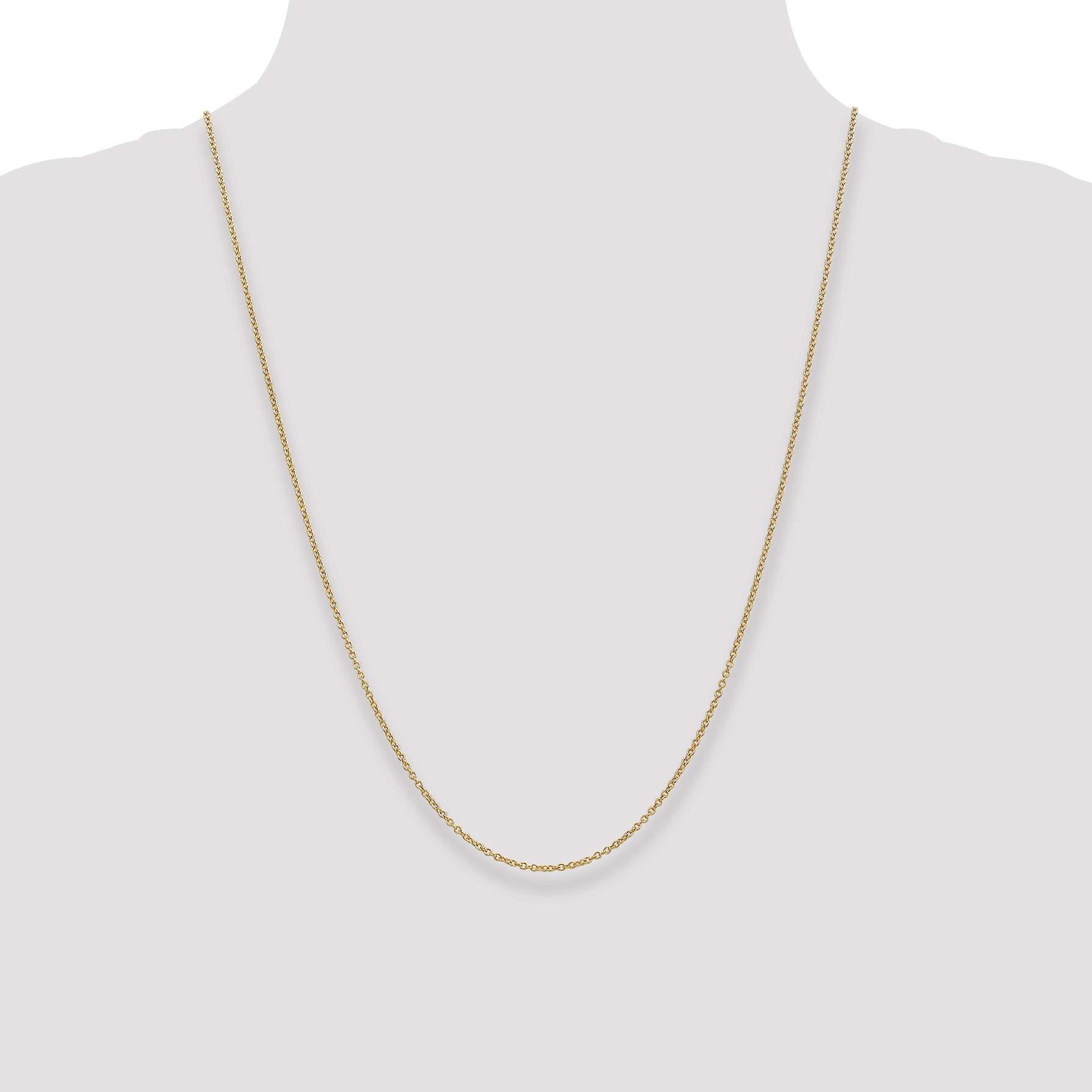 14K 24 inch 1.4mm Round Open Wide Link Cable with Lobster Clasp Chain