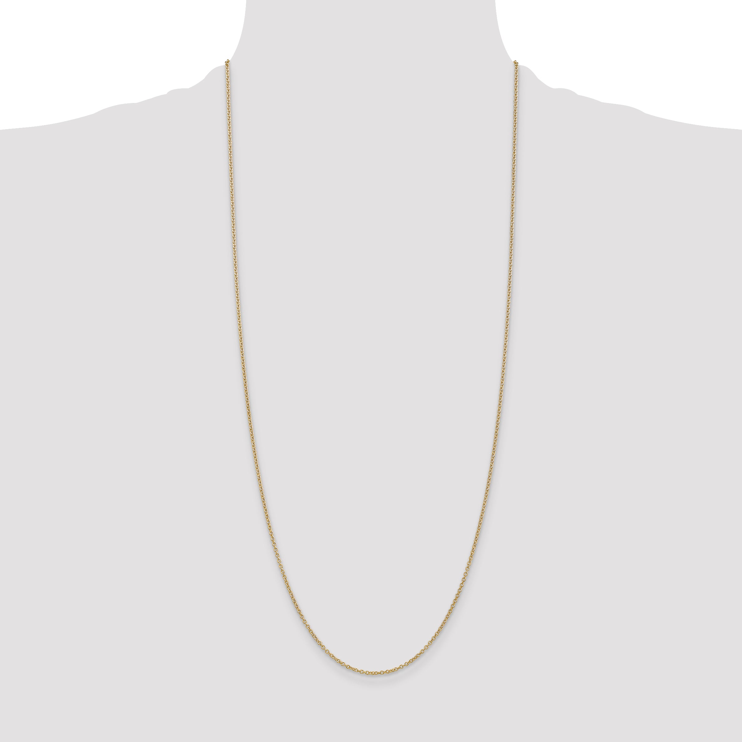 14K 30 inch 1.4mm Round Open Wide Link Cable with Lobster Clasp Chain