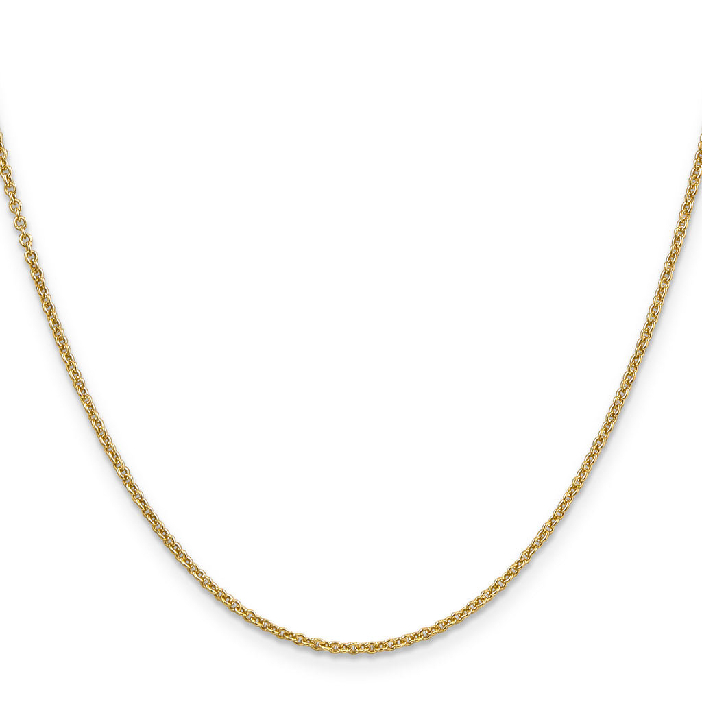 14K 30 inch 1.6mm Round Open Link Cable with Lobster Clasp Chain