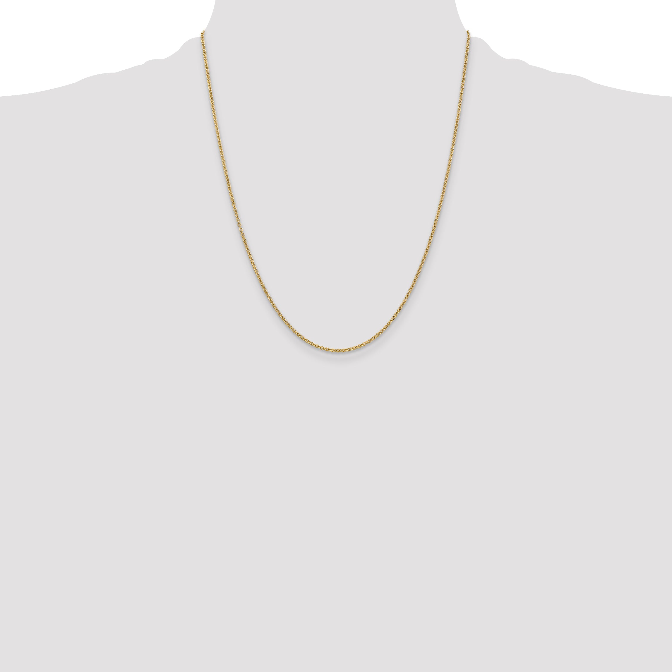 14K 22 inch 1.6mm Round Open Link Cable with Lobster Clasp Chain