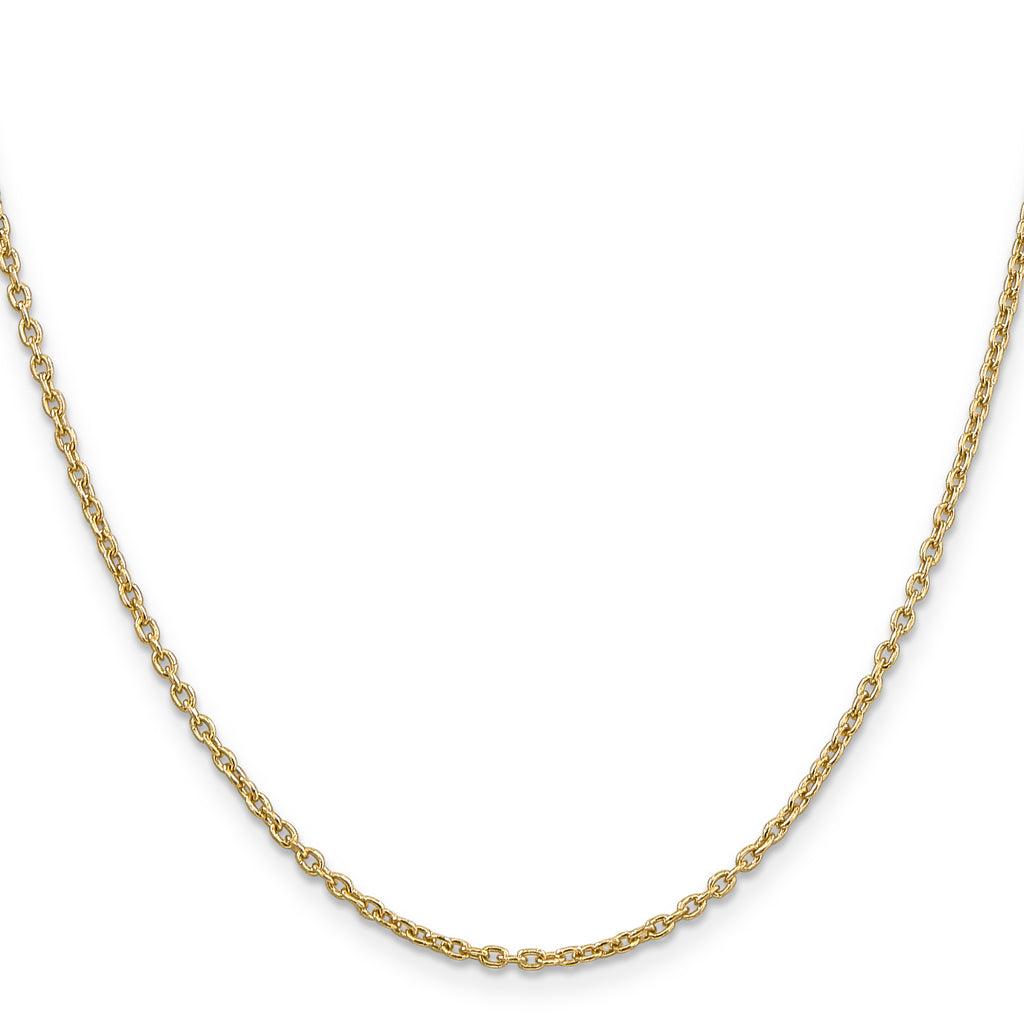 14K Yellow Gold Solid Cable Chain Necklace 2mm